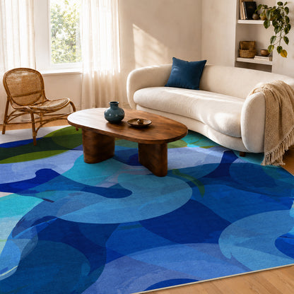 Don't Overthink rug by Claire Desjardins, styled in a room.