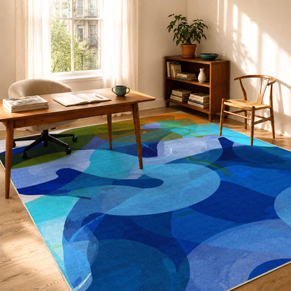 Don't Overthink rug by Claire Desjardins, styled in a room.