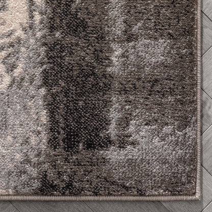 Kalia Modern Abstract Grey Black Rug Well Woven