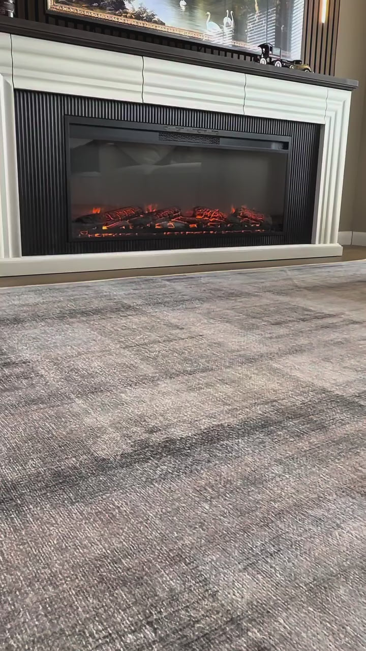 Parquet Abstract Plaid Beige Flatweave Rug