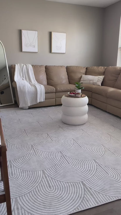 Apollo Echo Arch Pattern Beige Flatwoven Rug – Easy Clean & Durable