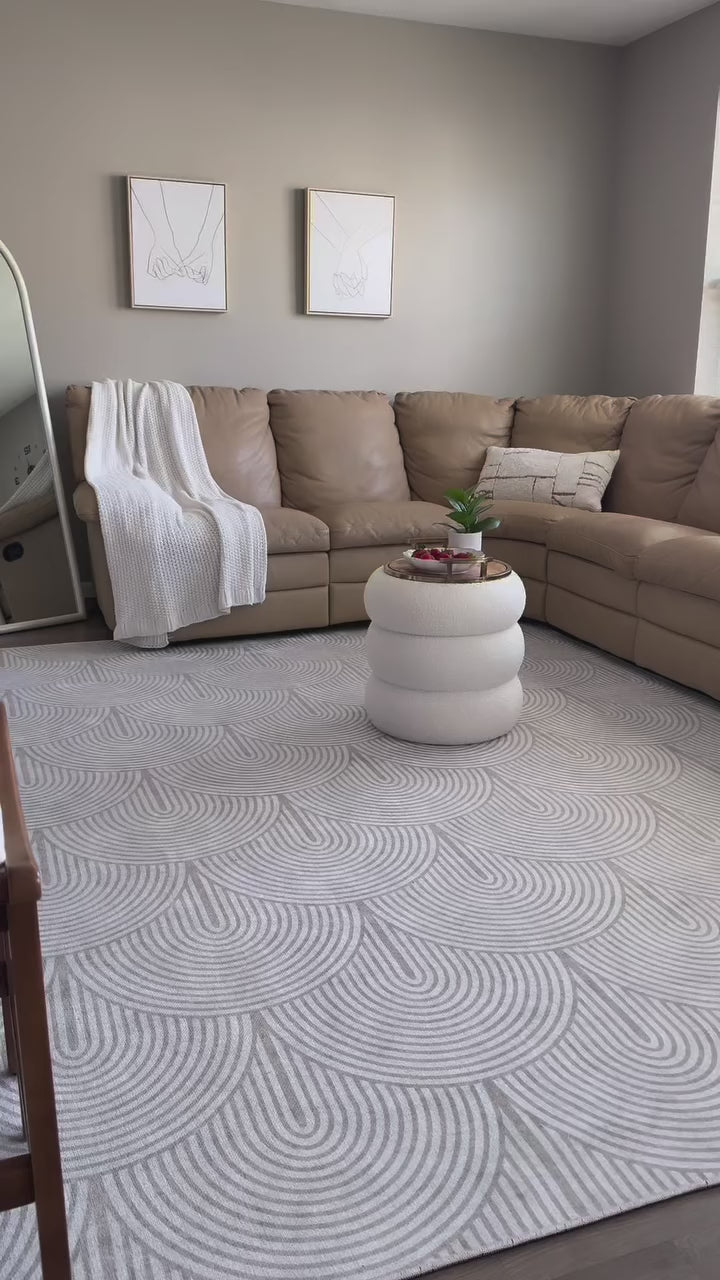 Apollo Echo Arch Pattern Beige Flatwoven Rug – Easy Clean & Durable