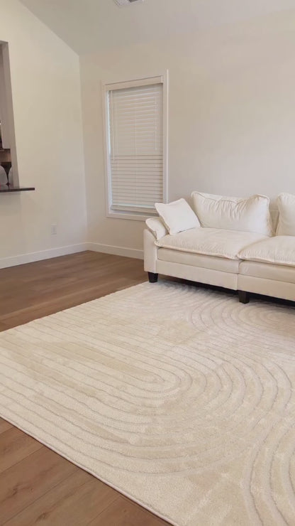 Rainbow Shag Geometric Ivory High-Low Rug