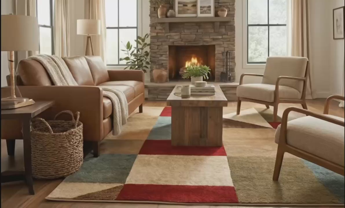 Marcia Multi Modern Geometric Blocks 3D Textured Rug