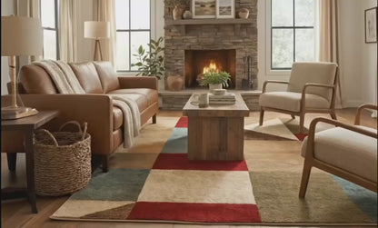 Marcia Multi Modern Geometric Blocks 3D Textured Rug