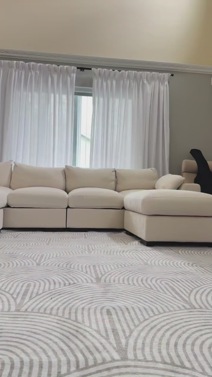 Apollo Echo Arch Pattern Beige Flatwoven Rug – Easy Clean & Durable