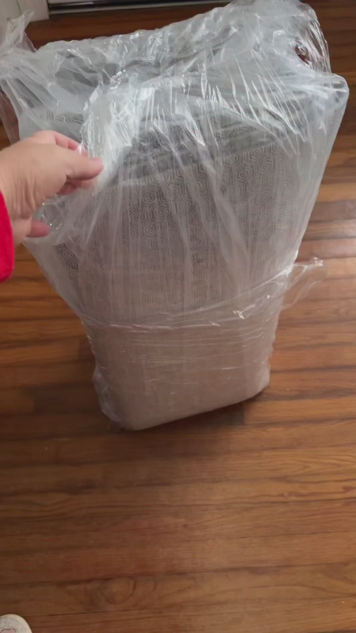 Load video: Enzo Tribal Geometric Lines Beige Distressed High-Low Rug