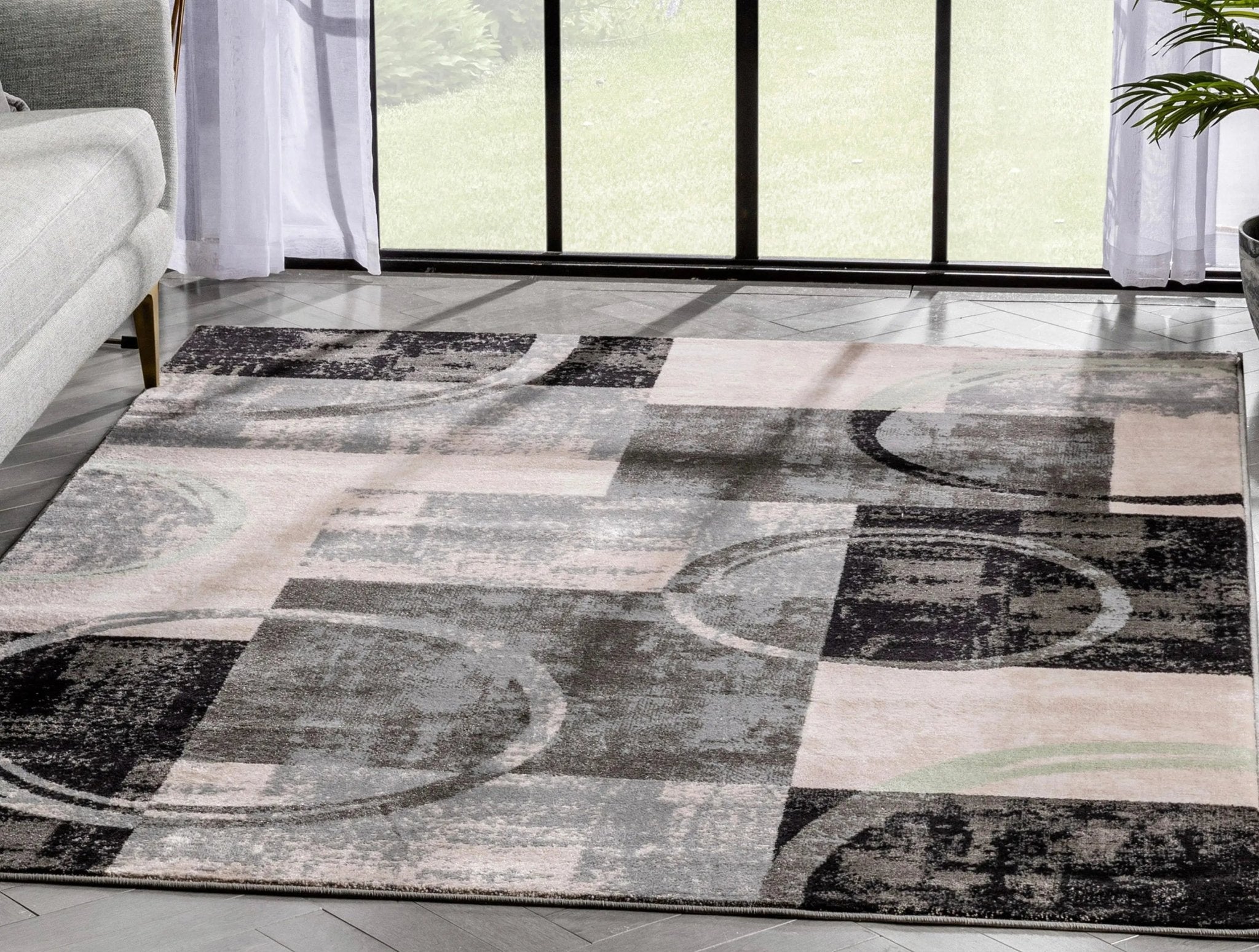 Shai Modern Geometric Grey Green Rug Well Woven