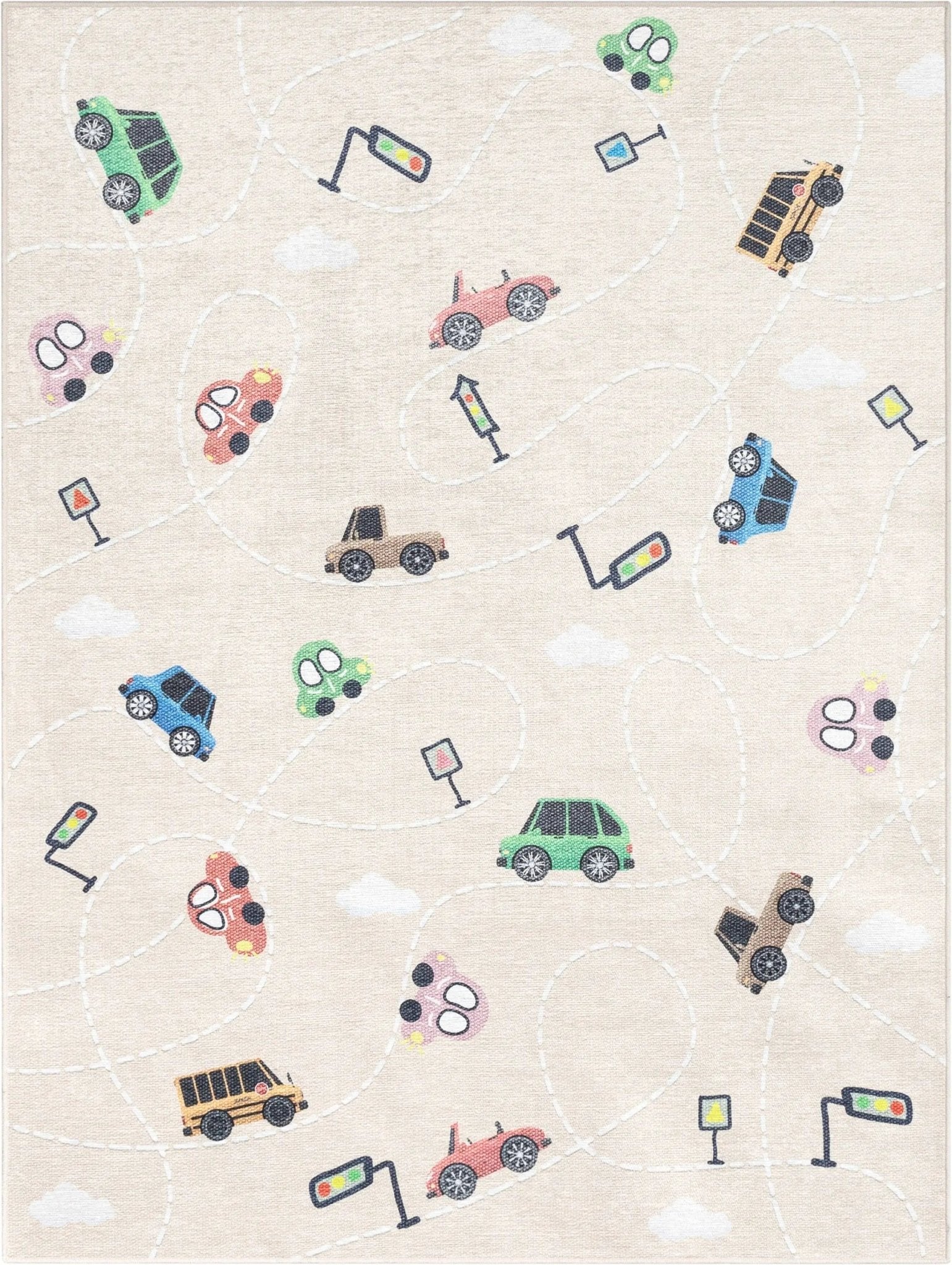 Traffic Modern Beige Kids Flat-Weave Rug Well Woven