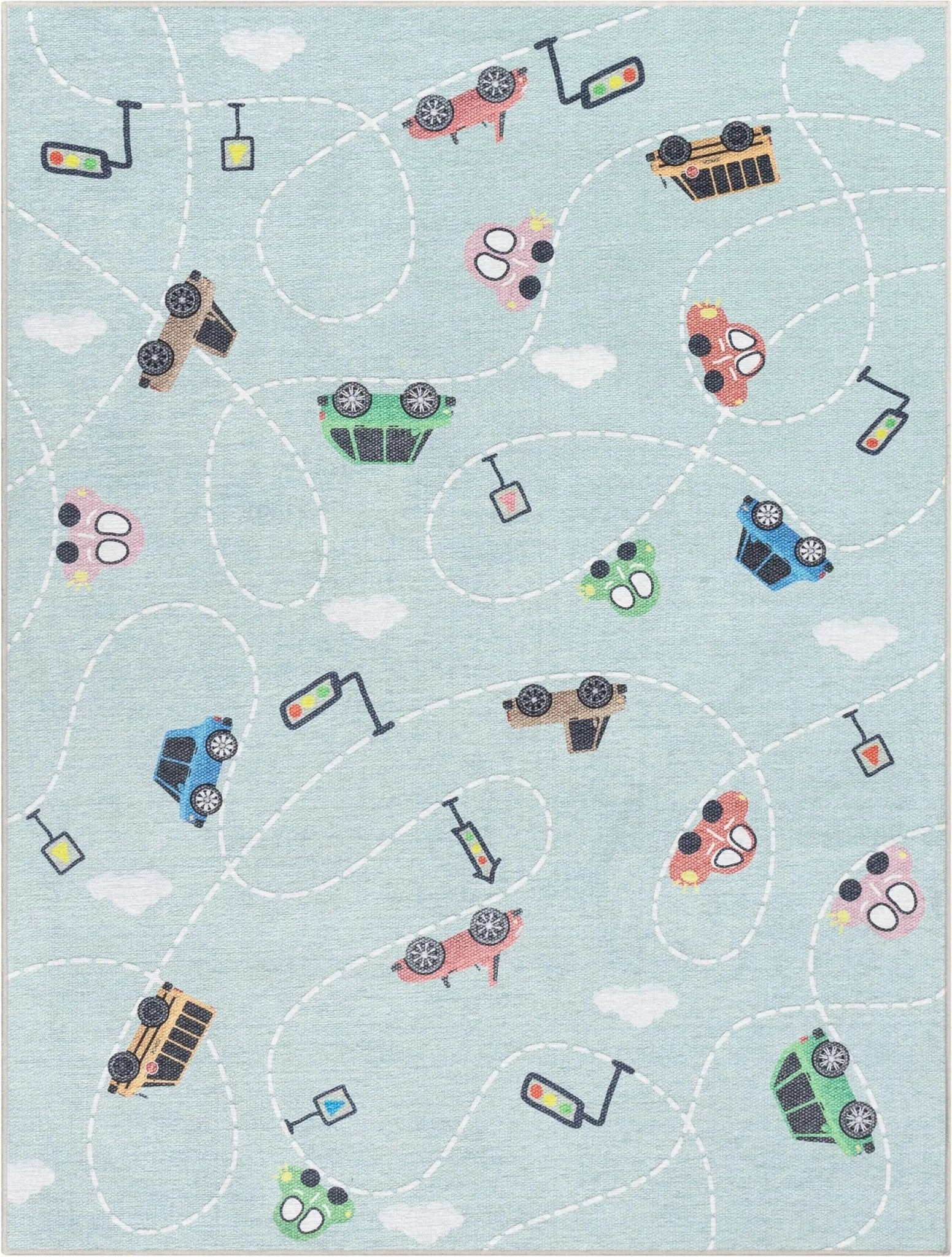 Traffic Modern Green Kids Flat-Weave Rug Well Woven