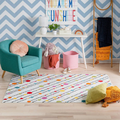 Starbright Dandy Dots And Stripes White Rug Well Woven