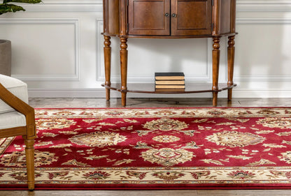 Abbasi Red Traditional Rug Well Woven