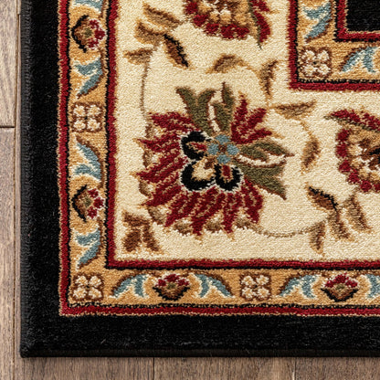 Abbasi Black Traditional Rug Well Woven