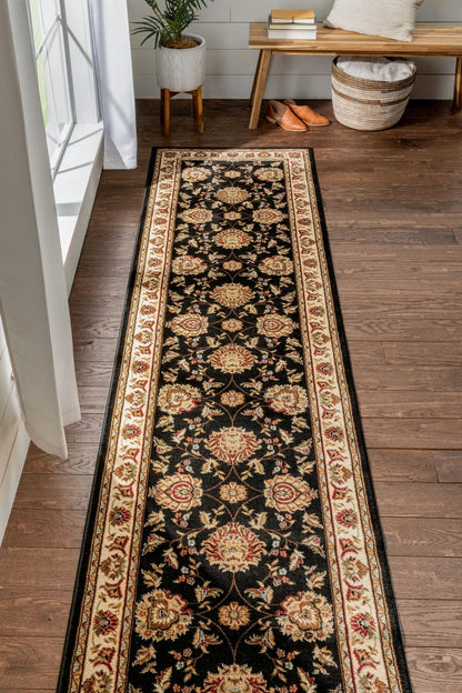 Abbasi Black Traditional Rug Well Woven