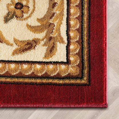 Fleur De Lis Red Formal Rug Well Woven