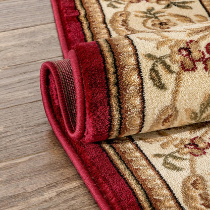 Fleur De Lis Red Formal Rug Well Woven