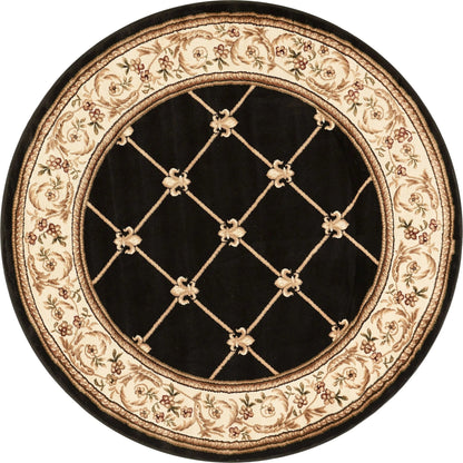 Fleur De Lis Black Formal Rug Well Woven