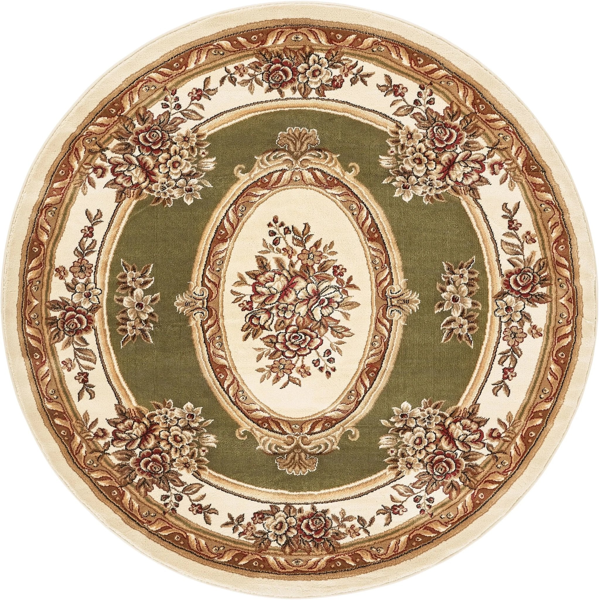Le Petit Palais Green Traditional Round Rug Well Woven