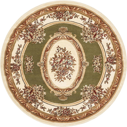 Le Petit Palais Green Traditional Round Rug Well Woven