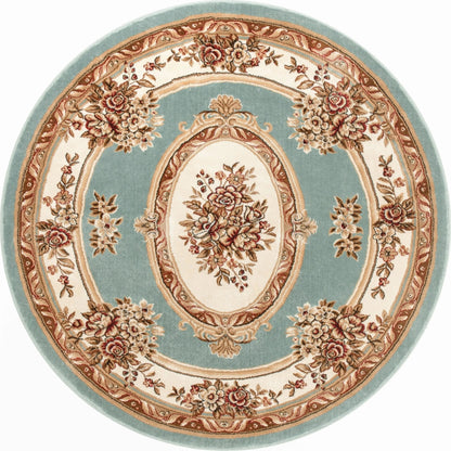 Le Petit Palais Light Blue Traditional Round Rug Well Woven