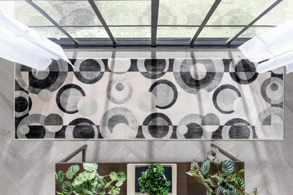 Avi Modern Geometric Grey Green Rug Well Woven