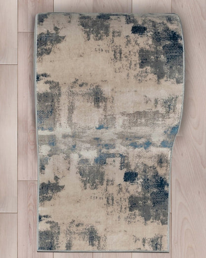 Custom Size Runner Kalia Abstract Modern Grey Blue 27 Inch Wide x Choose Your Length Hallway Runner Rug Well Woven
