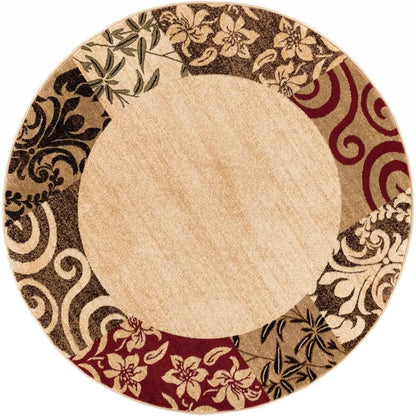 Vane Willow Damask Beige Transitional Rug Well Woven