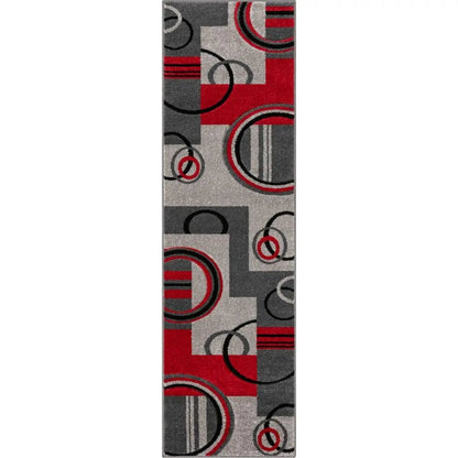 Galaxy Waves Grey Red Modern Geometric Rug Well Woven