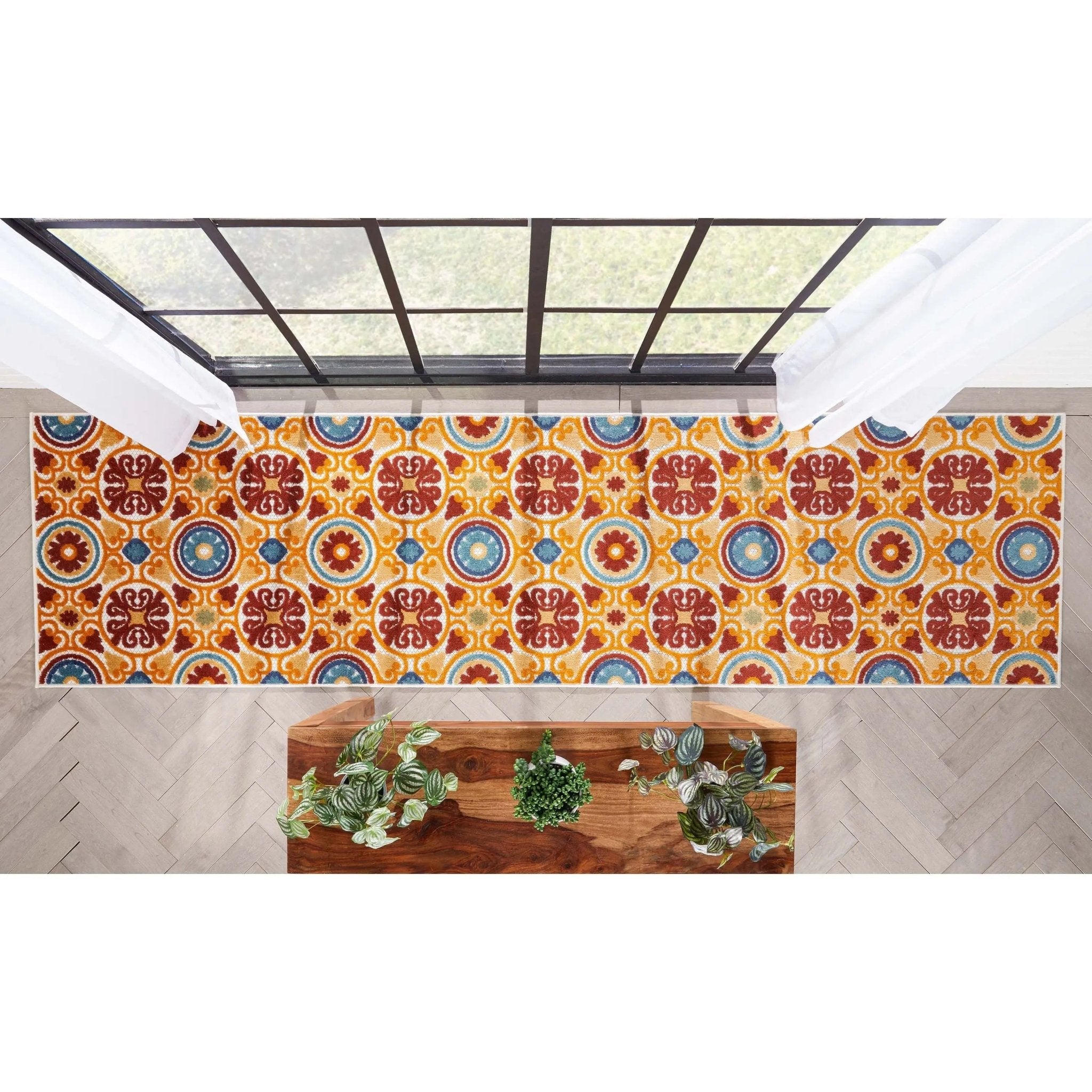 Audun Modern Geometric Indoor/Outdoor Red High-Low Rug Well Woven