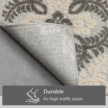 Loewy Modern Geometric Indoor/Outdoor Grey High-Low Rug Well Woven