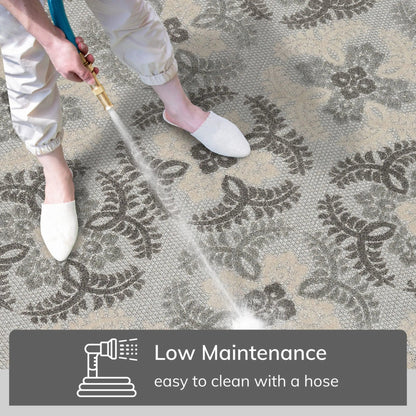 Loewy Modern Geometric Indoor/Outdoor Grey High-Low Rug Well Woven