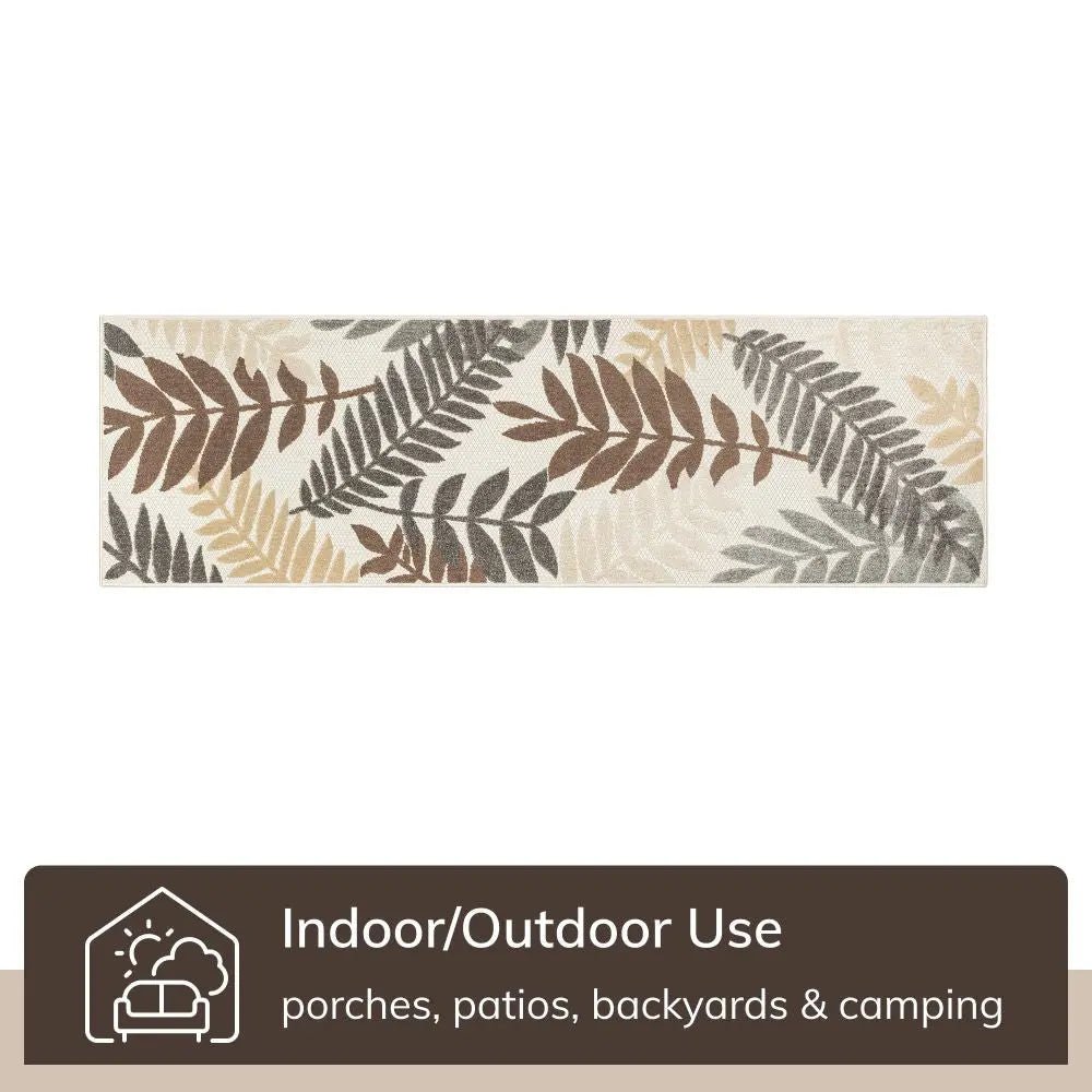 Mariah Modern Floral Indoor/Outdoor Ivory High-Low Rug Well Woven