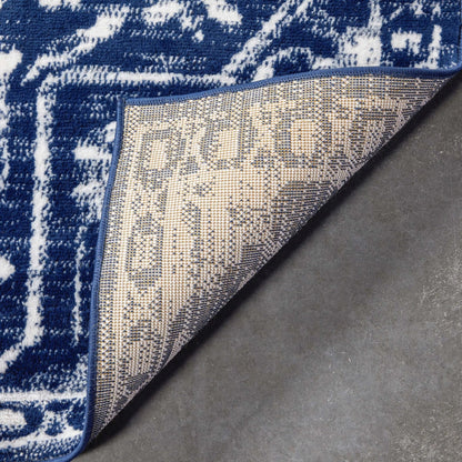 Disa Vintage Medallion Dark Blue Soft Rug By Chill Rugs Well Woven