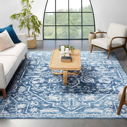 Disa Vintage Medallion Light Blue Soft Rug By Chill Rugs Well Woven