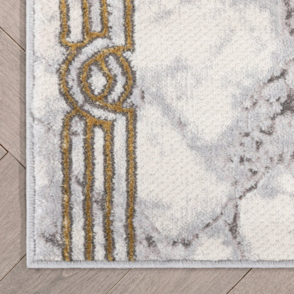 Custom Size Runner Huntington Retro Mosaic Marble Pattern Ivory Choose Your Width x Choose Your Length Hallway Runner Rug Well Woven
