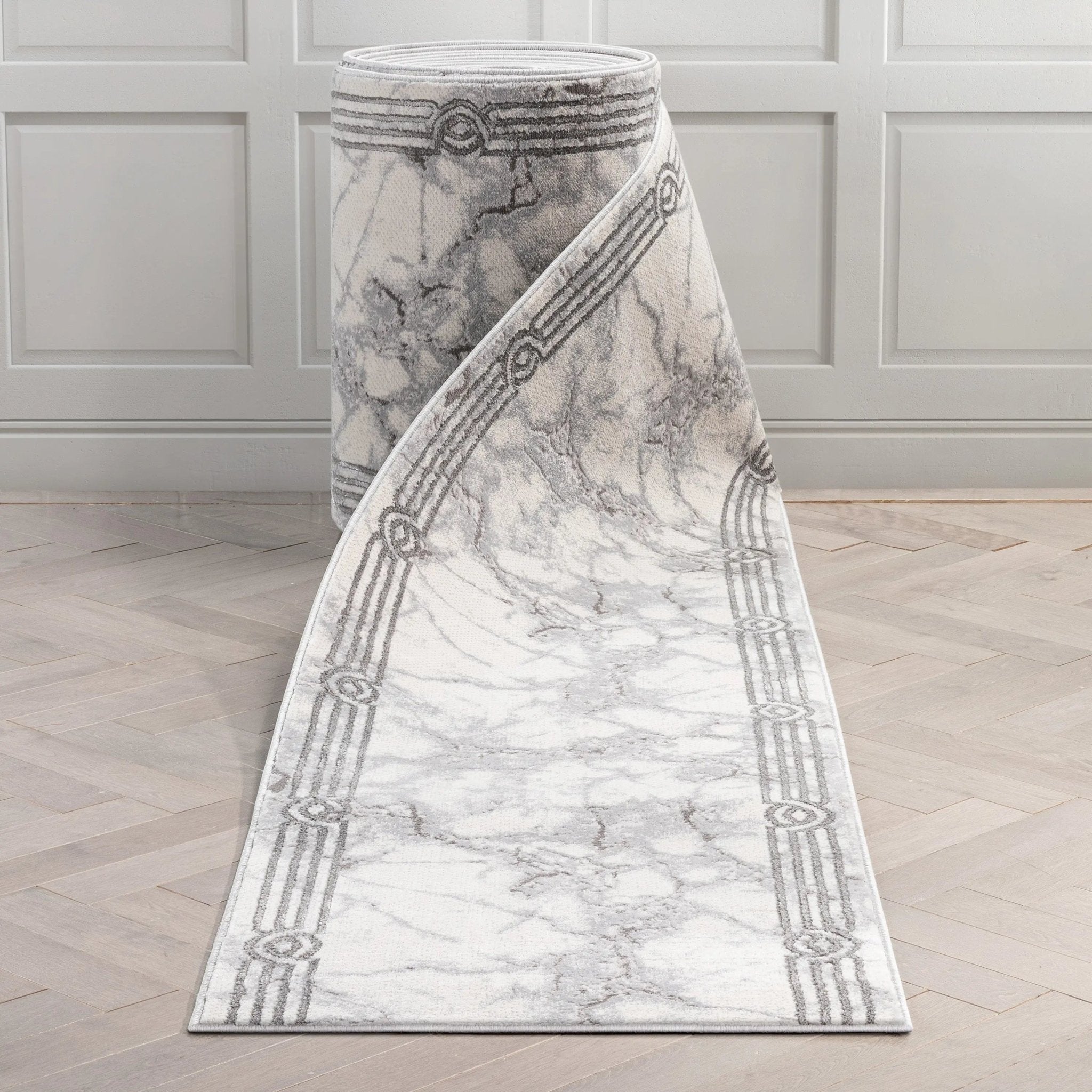 Custom Size Runner Huntington Retro Mosaic Marble Pattern Black Choose Your Width x Choose Your Length Hallway Runner Rug Well Woven