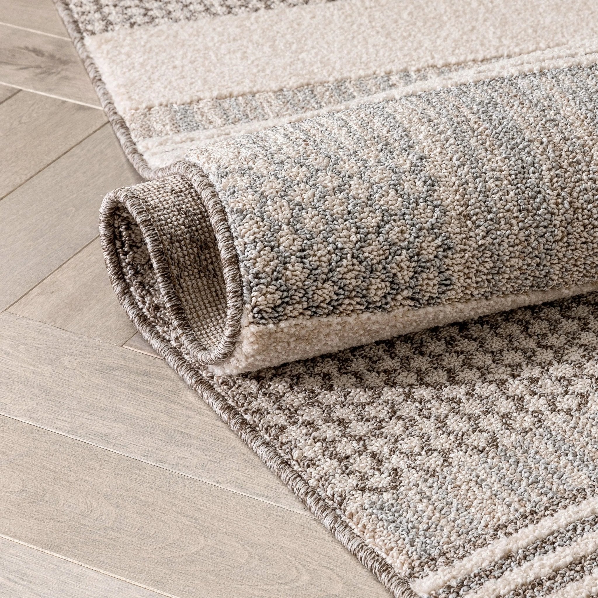 Briar Tribal Geometric Abstract Beige Looped Pile Rug Well Woven