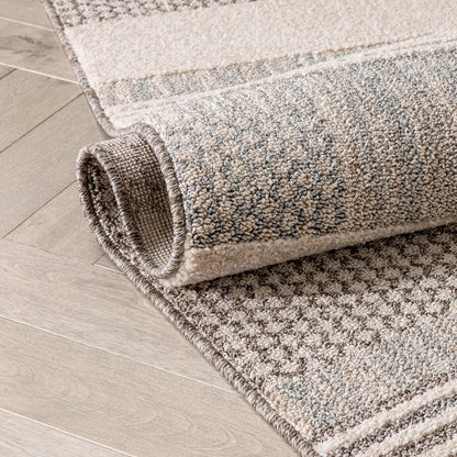 Briar Tribal Geometric Abstract Beige Looped Pile Rug Well Woven