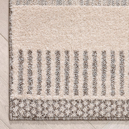 Briar Tribal Geometric Abstract Beige Looped Pile Rug Well Woven