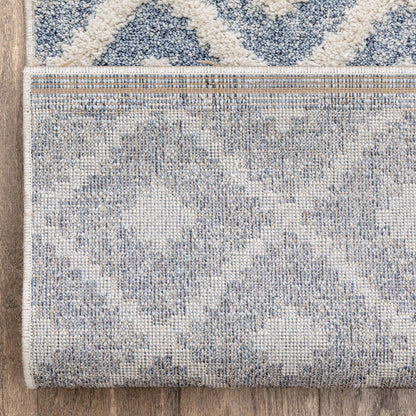 Custom Size Runner Ailey Moroccan Lattice Trellis Blue Choose Your Width x Choose Your Length Hallway Runner Rug Well Woven