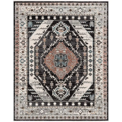 Julita Vintage Bohemian Aztec Tribal Black Rug Well Woven