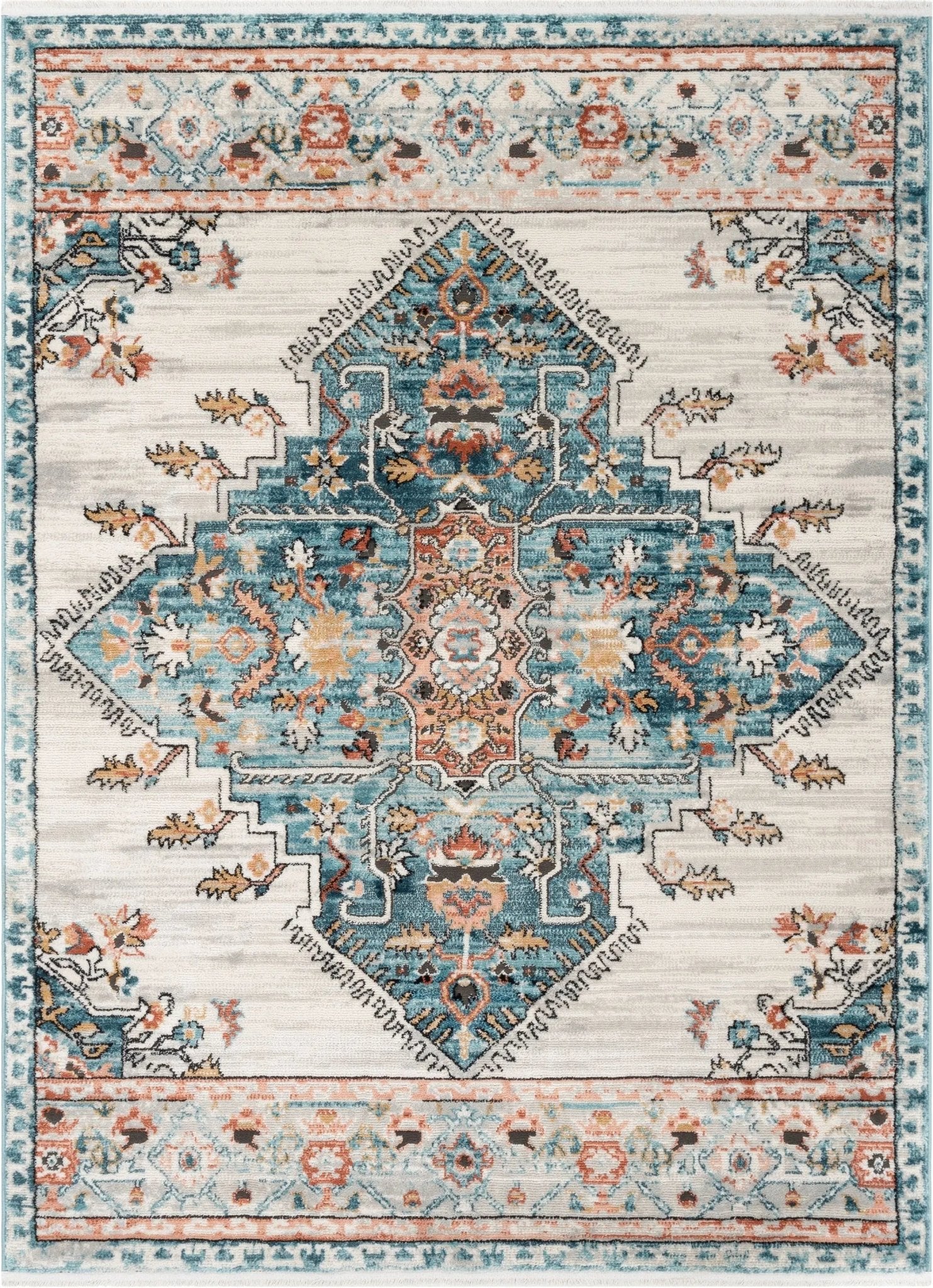 Manor Vintage Bohemian Medallion Oriental Blue Rug Well Woven