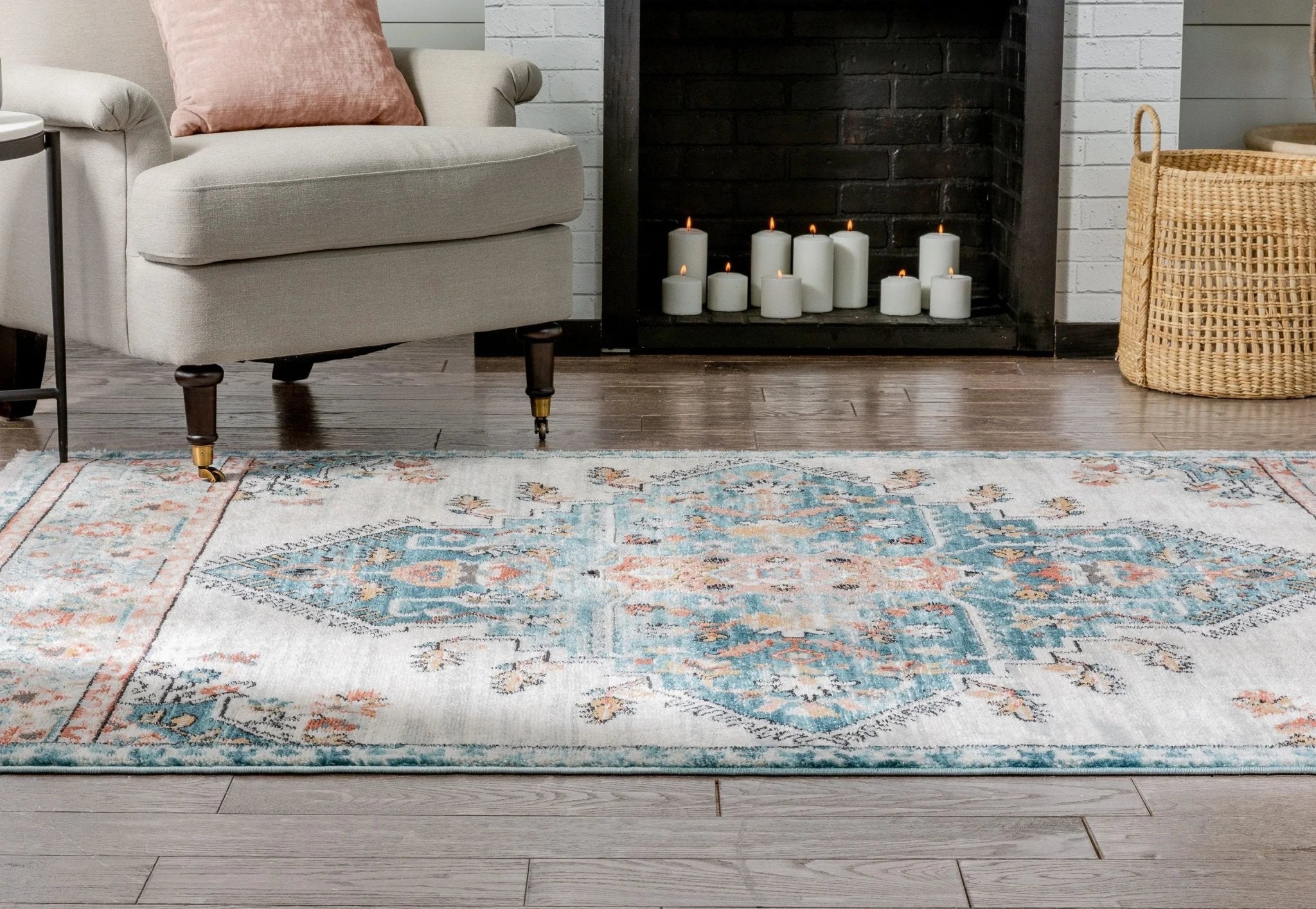 Manor Vintage Bohemian Medallion Oriental Blue Rug Well Woven