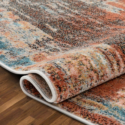 Regen Bohemian Modern Abstract Distressed Multi 2'3" x 7'3" Runner Rug Well Woven