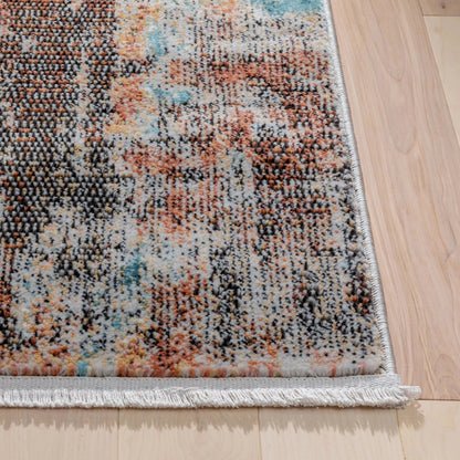 Regen Bohemian Modern Abstract Distressed Multi 2'3" x 7'3" Runner Rug Well Woven
