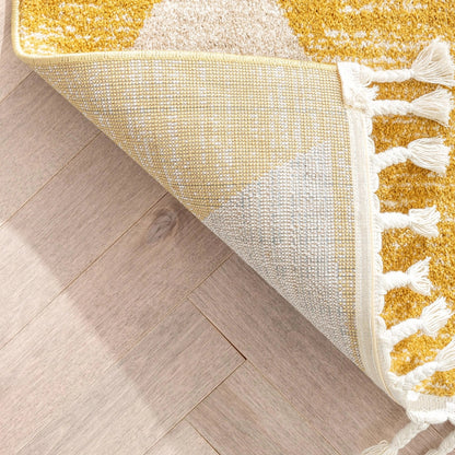 Triangles Modern Geometric Pattern Yellow Kids Rug Well Woven