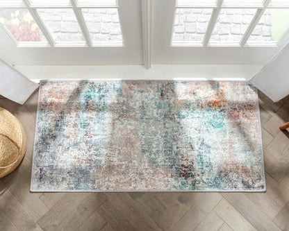 Amesti Machine Washable Light Blue Flat-Weave 5'3" x 7'3" Rug Well Woven