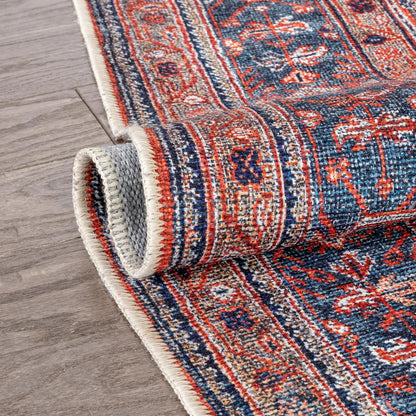Daliah Machine Washable Vintage Persian Oriental Red Flat-Weave Rug Well Woven