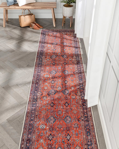 Daliah Machine Washable Vintage Persian Oriental Red Flat-Weave Rug Well Woven