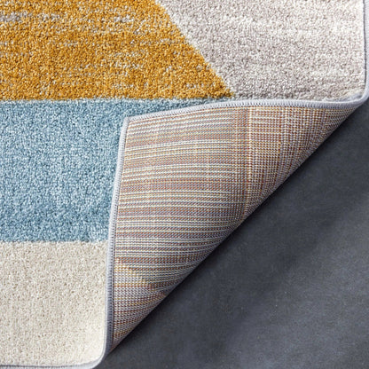 Maddox Blue Modern Geometric Rug Well Woven